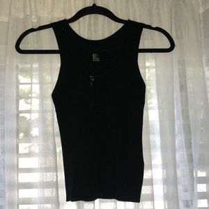 Forever 21 Cross Front Black Crop Top